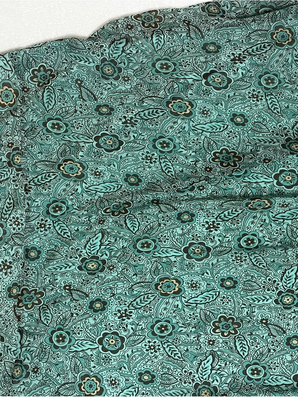 Sandra Darren Teal Brown Floral Lined A-Line Midi Skirt Plus Size 18W